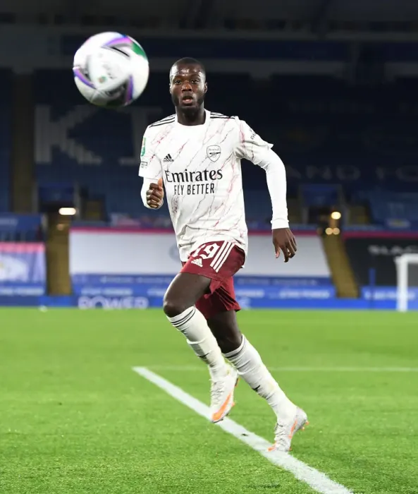 Framed Print : Arsenal's Nicolas Pepe in Action against Leicester City in Carabao Cup Clash Framed Print : Arsenal's Nicolas Pepe in Action against Leicester City in Carabao Cup Clash