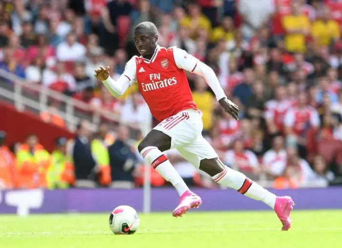 Framed Print : Arsenal's Nicolas Pepe in Action: Premier League Clash against Burnley, 2019-20