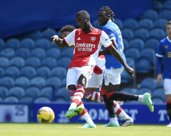 Arsenal's Nicolas Pepe in Action against Rangers during 2021 Pre-Season Friendly in Glasgow