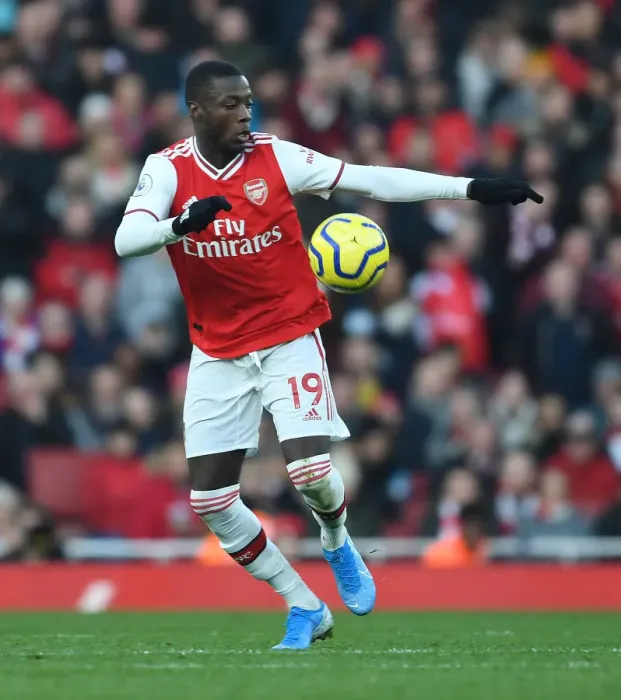Framed Print : Arsenal's Nicolas Pepe in Action against Sheffield United, Premier League 2019-20