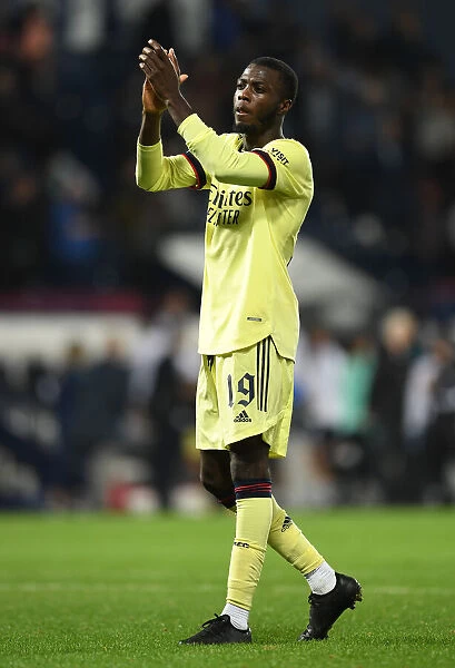 Arsenal's Nicolas Pepe Celebrates after Carabao Cup Victory over West Bromwich Albion