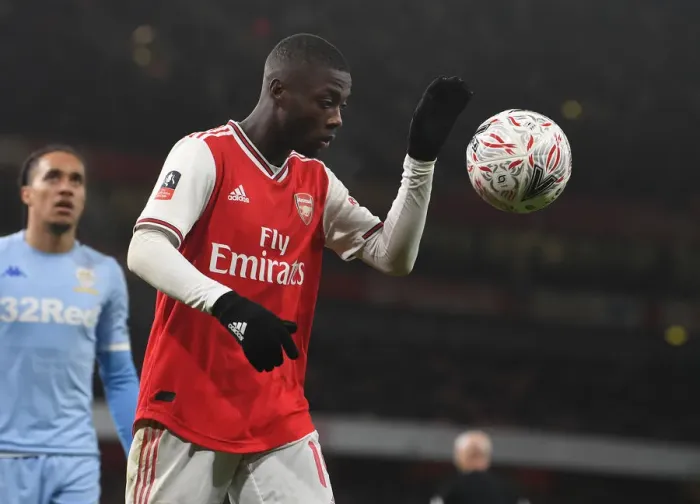 Framed Print : Arsenal's Nicolas Pepe Faces Off Against Leeds United in FA Cup Third Round Framed Print : Arsenal's Nicolas Pepe Faces Off Against Leeds United in FA Cup Third Round
