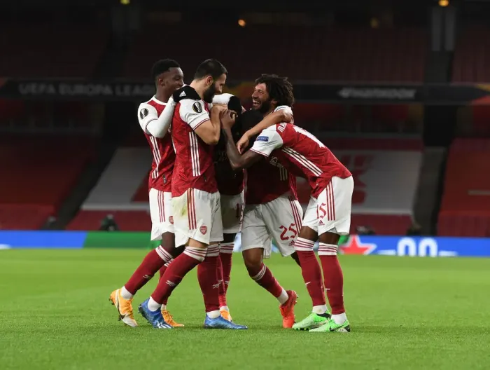 Framed Print : Arsenal's Nicolas Pepe Scores Third Goal in Empty Emirates Stadium Against Dundalk FC, UEFA Europa League 2020-21