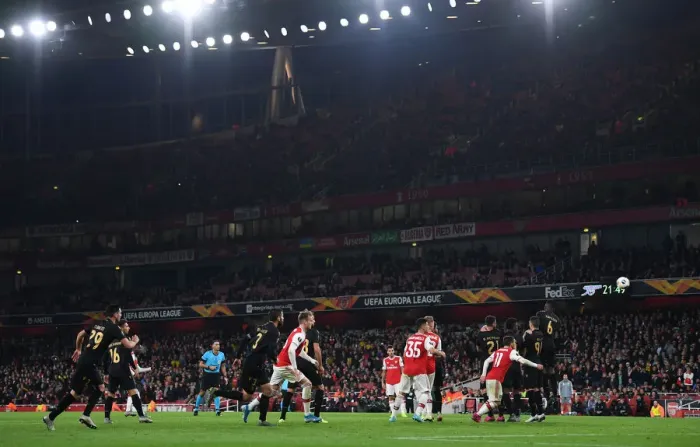 Framed Print : Arsenal's Nicolas Pepe Scores Third Goal Against Vitoria Guimaraes in Europa League Match