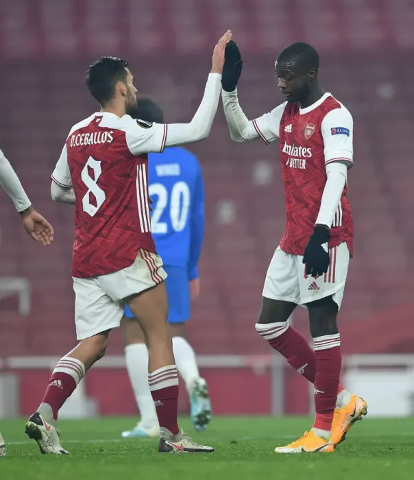 Framed Print : Arsenal's Nicolas Pepe Scores Third Goal vs Molde FK in Europa League Match