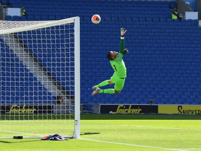 Framed Print : Arsenal's Nicolas Pepe Scores Past Brighton's Mat Ryan in Empty Premier League Match
