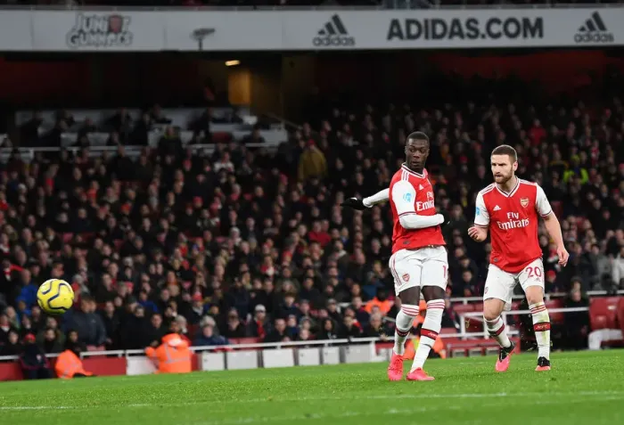 Framed Print : Arsenal's Nicolas Pepe Scores Second Goal Against Newcastle United in Premier League Match Framed Print : Arsenal's Nicolas Pepe Scores Second Goal Against Newcastle United in Premier League Match