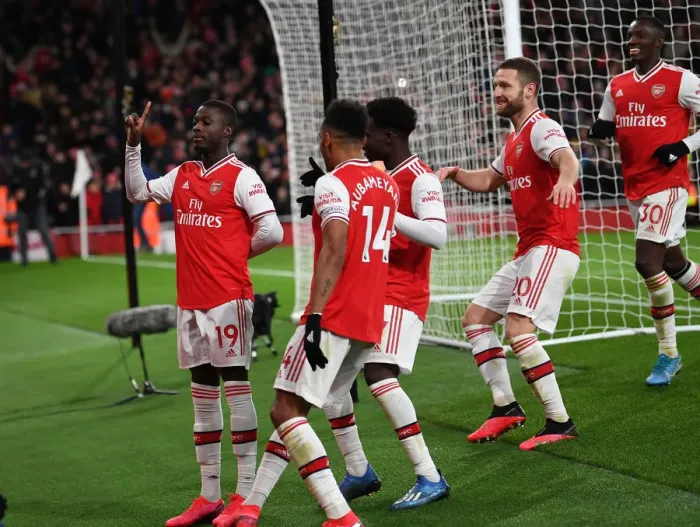 Framed Print : Arsenal's Nicolas Pepe Scores Second Goal vs. Newcastle United (Premier League, 2019-20)