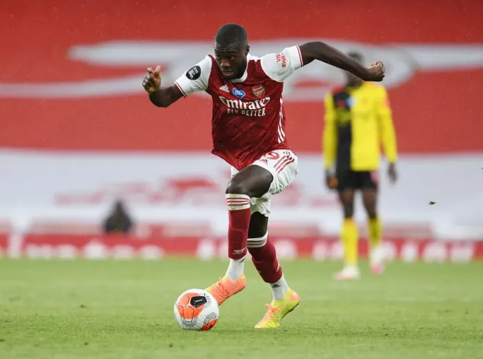 Framed Print : Arsenal's Nicolas Pepe Stars: Arsenal Thrash Watford (2019-20)