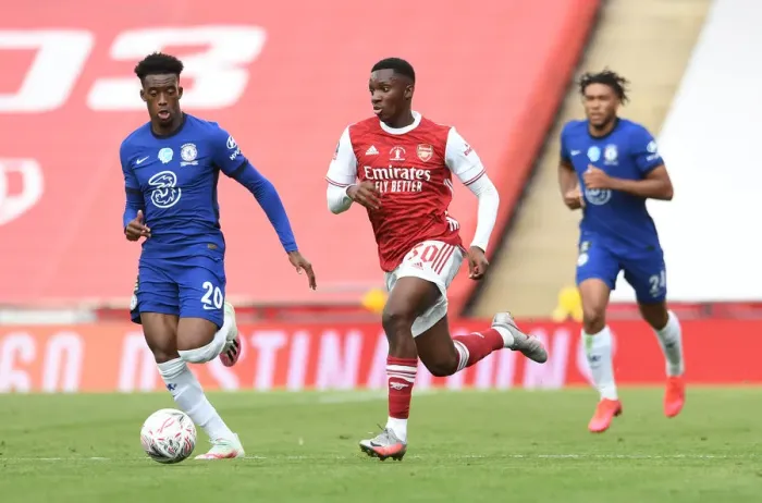 Framed Print : Arsenal's Nketiah at Empty FA Cup Final: Arsenal vs. Chelsea (2020) Framed Print : Arsenal's Nketiah at Empty FA Cup Final: Arsenal vs. Chelsea (2020)