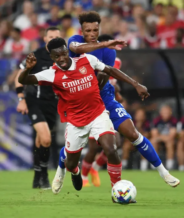 Framed Print : Arsenal's Nketiah Fouls by Everton's Gbamin: A Pre-Season Clash in Baltimore (Arsenal vs. Everton, 2022-23) Framed Print : Arsenal's Nketiah Fouls by Everton's Gbamin: A Pre-Season Clash in Baltimore (Arsenal vs. Everton, 2022-23)