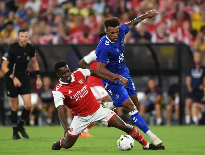 Framed Print : Arsenal's Nketiah Fouls by Everton's Gbamin: A Pre-Season Clash in Baltimore (Arsenal vs. Everton, 2022-23) Framed Print : Arsenal's Nketiah Fouls by Everton's Gbamin: A Pre-Season Clash in Baltimore (Arsenal vs. Everton, 2022-23)