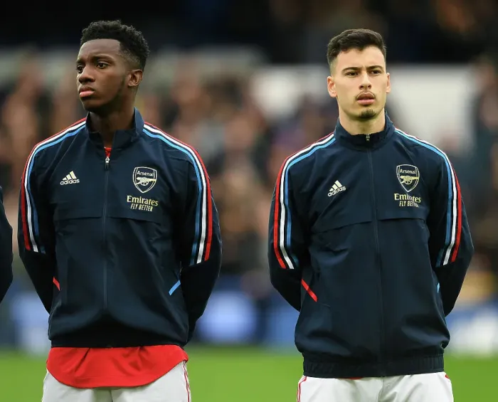 Framed Print : Arsenal's Nketiah and Martinelli Prepare for Everton Clash in Premier League (2022-23) Framed Print : Arsenal's Nketiah and Martinelli Prepare for Everton Clash in Premier League (2022-23)