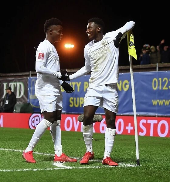 Arsenal's Nketiah and Saka: Celebrating Goals in FA Cup Victory over Oxford United