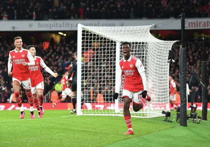 Framed Print : Arsenal's Nketiah Scores First Goal: Arsenal FC vs Manchester United, Premier League 2022-23