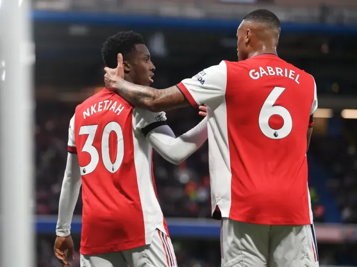 Framed Print : Arsenal's Nketiah Scores First Goal: Chelsea vs Arsenal, Premier League 2021-22