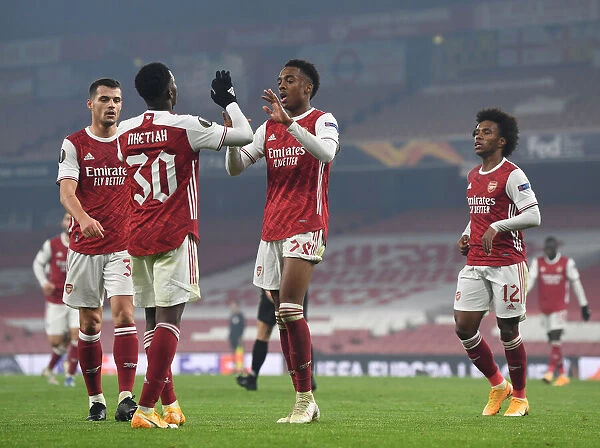 Arsenal's Nketiah and Willock Celebrate First Goal Against Molde in Europa League
