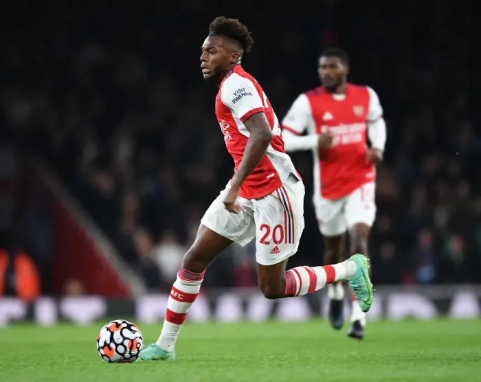 Framed Print : Arsenal's Nuno Tavares in Action Against Aston Villa - Premier League 2021-22