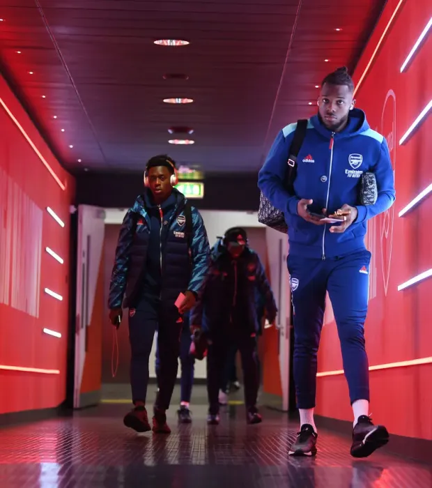 Framed Print : Arsenal's Nuno Tavares Arrives at Emirates Stadium Ahead of Arsenal v Liverpool (2021-22)