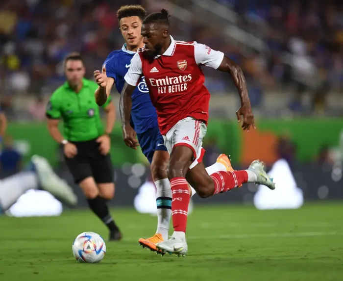 Framed Print : Arsenal's Nuno Tavares Outwits Chelsea's Ethan Ampadu in Florida Cup Clash