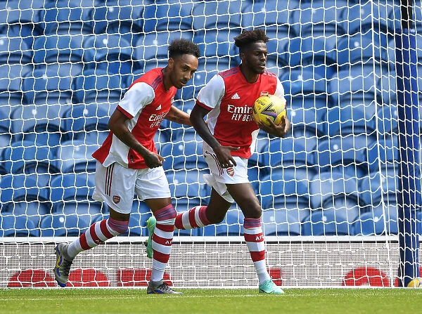 Arsenal's Nuno Tavares and Pierre-Emerick Aubameyang Celebrate First Goal in Rangers Friendly