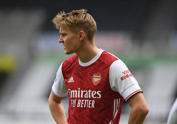 Framed Print : Arsenal's Odegaard Plays Newcastle in Empty St. James Park (2020-21 Premier League) Framed Print : Arsenal's Odegaard Plays Newcastle in Empty St. James Park (2020-21 Premier League)