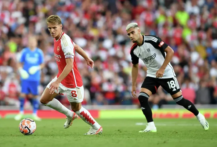 Framed Print : Arsenal's Odegaard Shines in Premier League Clash Against Fulham