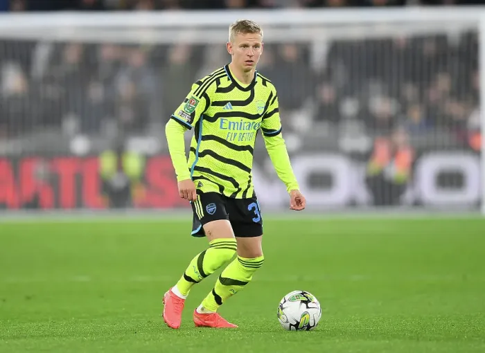 Framed Print : Arsenal's Oleksandr Zinchenko in Action against West Ham United in Carabao Cup Clash, London 2023