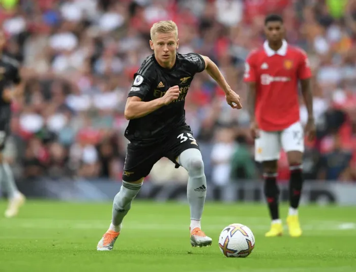 Framed Print : Arsenal's Oleksandr Zinchenko Faces Off Against Manchester United in Premier League Showdown (2022-23) Framed Print : Arsenal's Oleksandr Zinchenko Faces Off Against Manchester United in Premier League Showdown (2022-23)