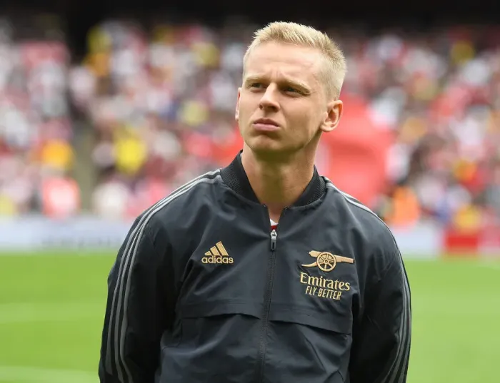 Framed Print : Arsenal's Oleksandr Zinchenko Gears Up for Arsenal v Sevilla: Emirates Cup 2022