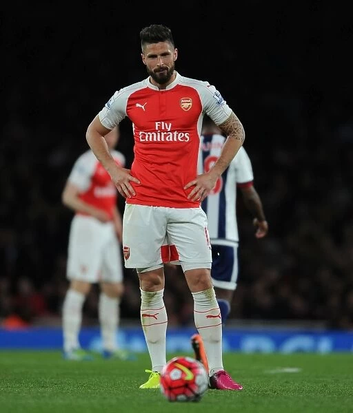 Arsenal's Olivier Giroud in Action Against West Bromwich Albion, Premier League 2015-16