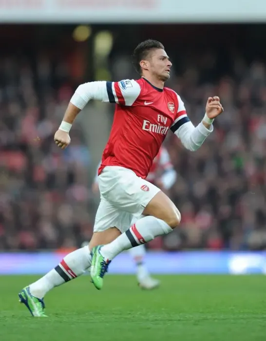 Framed Print : Arsenal's Olivier Giroud in Action Against West Bromwich Albion (2012-13 Premier League)