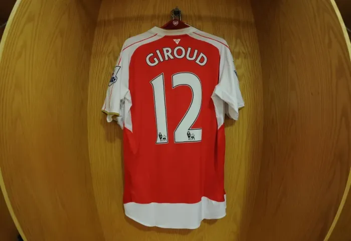 Framed Print : Arsenal's Olivier Giroud: Pre-Match Focus in the Changing Room (2015 / 16)
