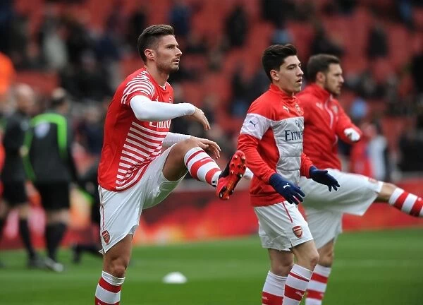 Arsenal's Olivier Giroud Readies for Kickoff Against Aston Villa (2014-15)