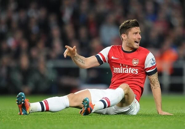 Arsenal's Olivier Giroud Scores in 2:0 Victory Over Newcastle United, Barclays Premier League, Emirates Stadium (April 2014)