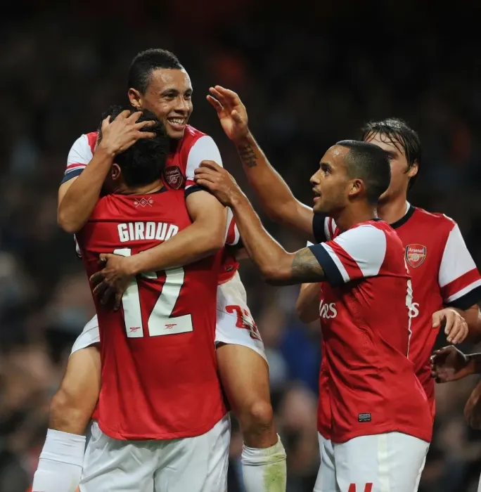 Framed Print : Arsenal's Olivier Giroud Scores in Capital One Cup Victory over Coventry City