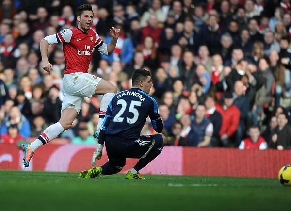 Arsenal's Olivier Giroud Scores Second Goal Against Sunderland in 2013-14 Premier League