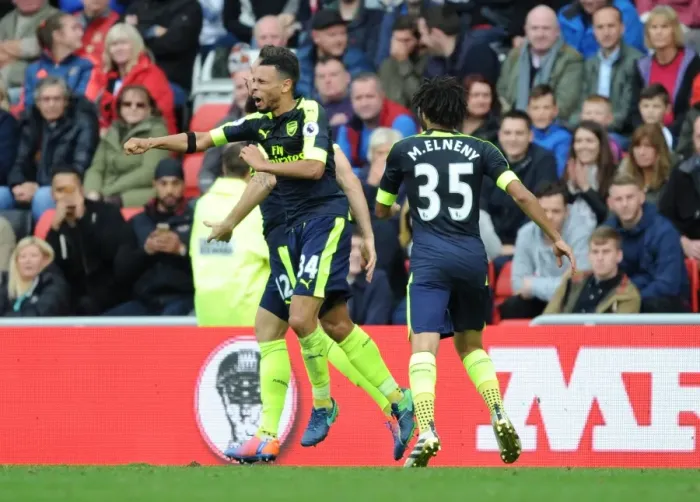 Framed Print : Arsenal's Olivier Giroud Scores Second Goal: Celebrating at Sunderland's Stadium of Light Framed Print : Arsenal's Olivier Giroud Scores Second Goal: Celebrating at Sunderland's Stadium of Light