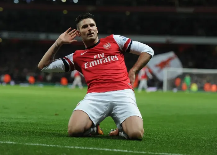 Framed Print : Arsenal's Olivier Giroud Scores Second Goal vs Southampton (2013-14) Framed Print : Arsenal's Olivier Giroud Scores Second Goal vs Southampton (2013-14)