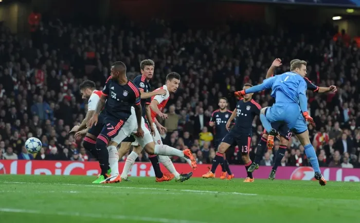 Framed Print : Arsenal's Olivier Giroud Stuns Bayern Munich with Epic Goal in Champions League Framed Print : Arsenal's Olivier Giroud Stuns Bayern Munich with Epic Goal in Champions League