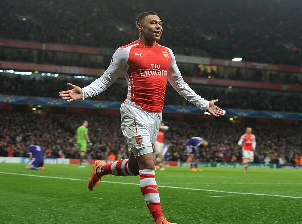 Arsenal's Oxlade-Chamberlain Scores His Third Goal Against RSC Anderlecht in the Champions League (2014)