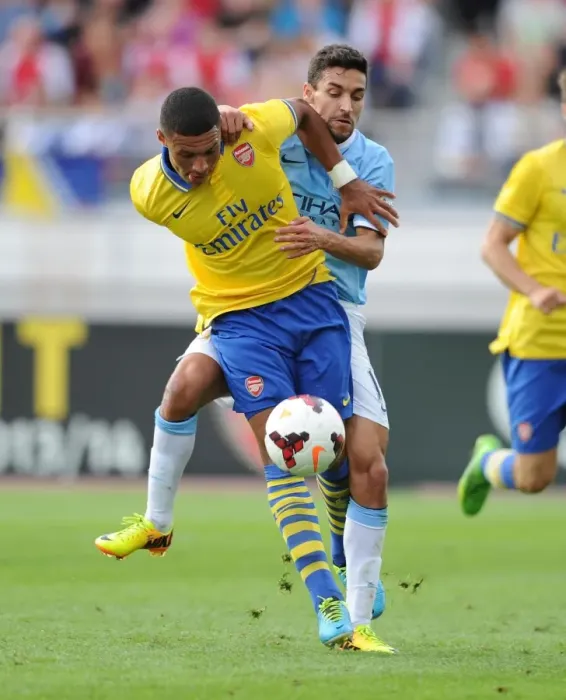 Framed Print : Arsenal's Oxlade-Chamberlain vs. Navas Manchester City: A Pre-Season Showdown in Helsinki Framed Print : Arsenal's Oxlade-Chamberlain vs. Navas Manchester City: A Pre-Season Showdown in Helsinki