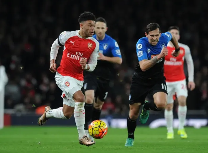 Framed Print : Arsenal's Oxlade-Chamberlain vs Bournemouth's Daniels: A Clash of Wings (2015-16) Framed Print : Arsenal's Oxlade-Chamberlain vs Bournemouth's Daniels: A Clash of Wings (2015-16)