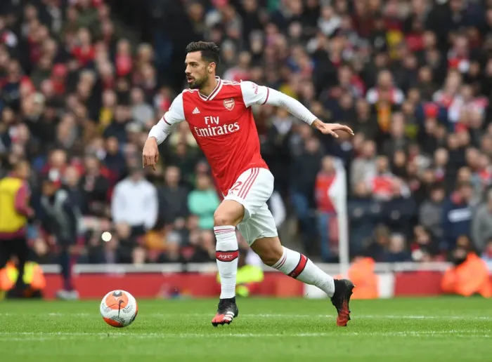 Framed Print : Arsenal's Pablo Mari in Action: Arsenal v West Ham United, Premier League 2019-2020