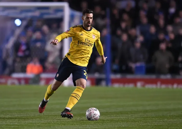 Framed Print : Arsenal's Pablo Mari in Action during FA Cup Clash against Portsmouth