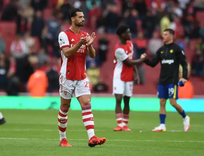 Framed Print : Arsenal's Pablo Mari Celebrates with Fans after Arsenal vs. Chelsea Match, 2021-22 Premier League Framed Print : Arsenal's Pablo Mari Celebrates with Fans after Arsenal vs. Chelsea Match, 2021-22 Premier League