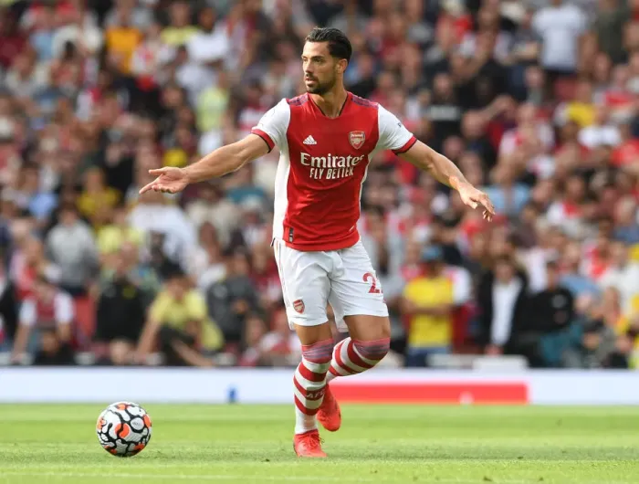 Framed Print : Arsenal's Pablo Mari Goes Head-to-Head with Chelsea in the 2021-22 Premier League Showdown
