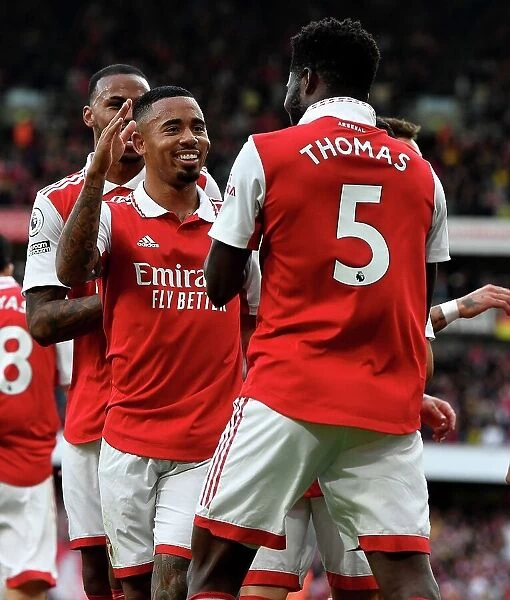 Arsenal's Partey and Jesus: Celebrating Four Goals Against Nottingham Forest (2022-23)
