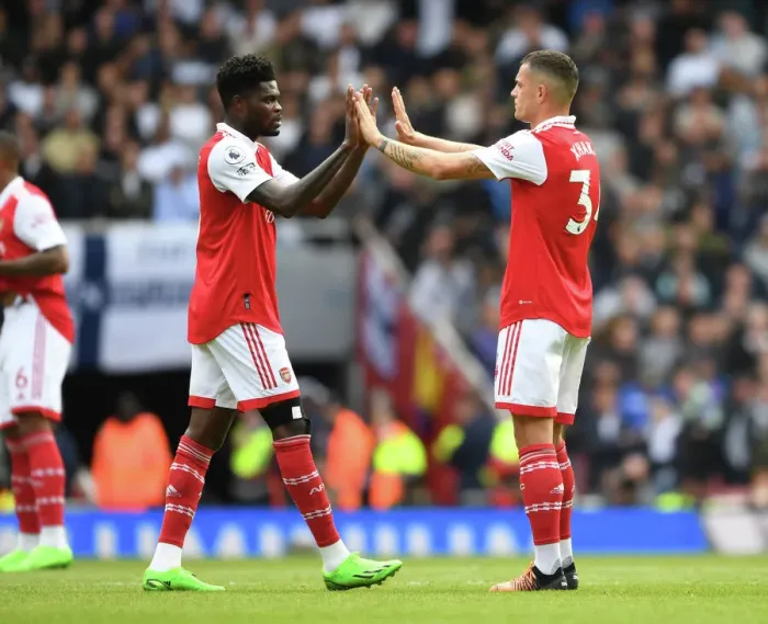 Framed Print : Arsenal's Partey and Xhaka Face Off Against Tottenham in the 2022-23 Premier League Framed Print : Arsenal's Partey and Xhaka Face Off Against Tottenham in the 2022-23 Premier League