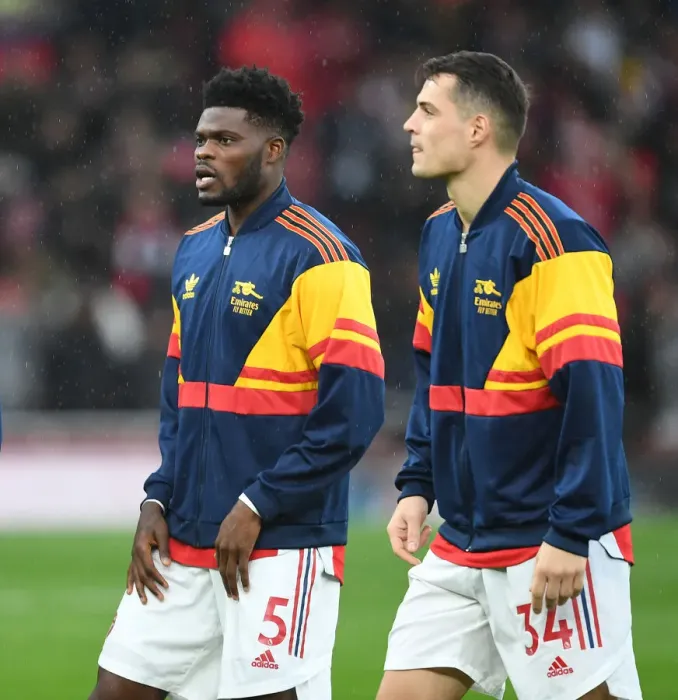 Framed Print : Arsenal's Partey and Xhaka Pre-Match Huddle: Arsenal v Southampton, Premier League 2021-22 Framed Print : Arsenal's Partey and Xhaka Pre-Match Huddle: Arsenal v Southampton, Premier League 2021-22
